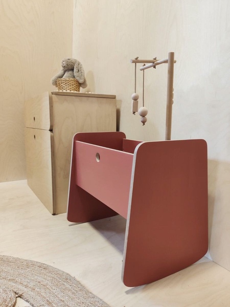 baby cradle, wooden cradle, infant rocker, baby bassinet, nursery furniture, new arrival, lifestyle, minimalist, calm, warm, neutral, brown